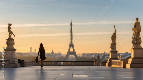 Sunrise Serenity at the Iconic Eiffel Tower © evening_tao
