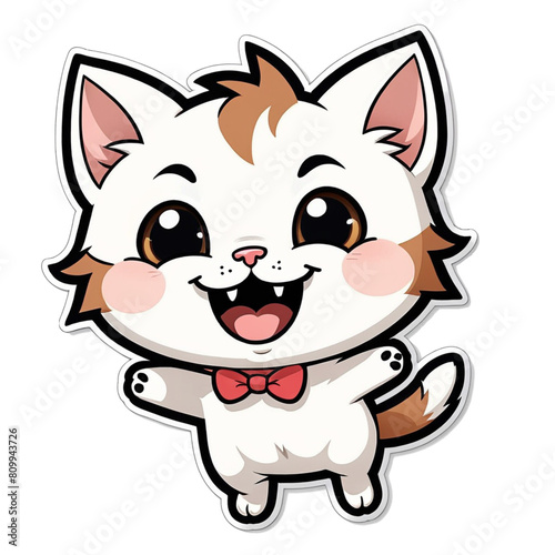 cute and cheerful kitten stickers, transparent background, vector art, sticker cutouts, dynamic colors. generative ai