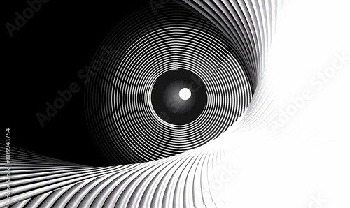Abstract line art of circular shapes and simple forms in black and white