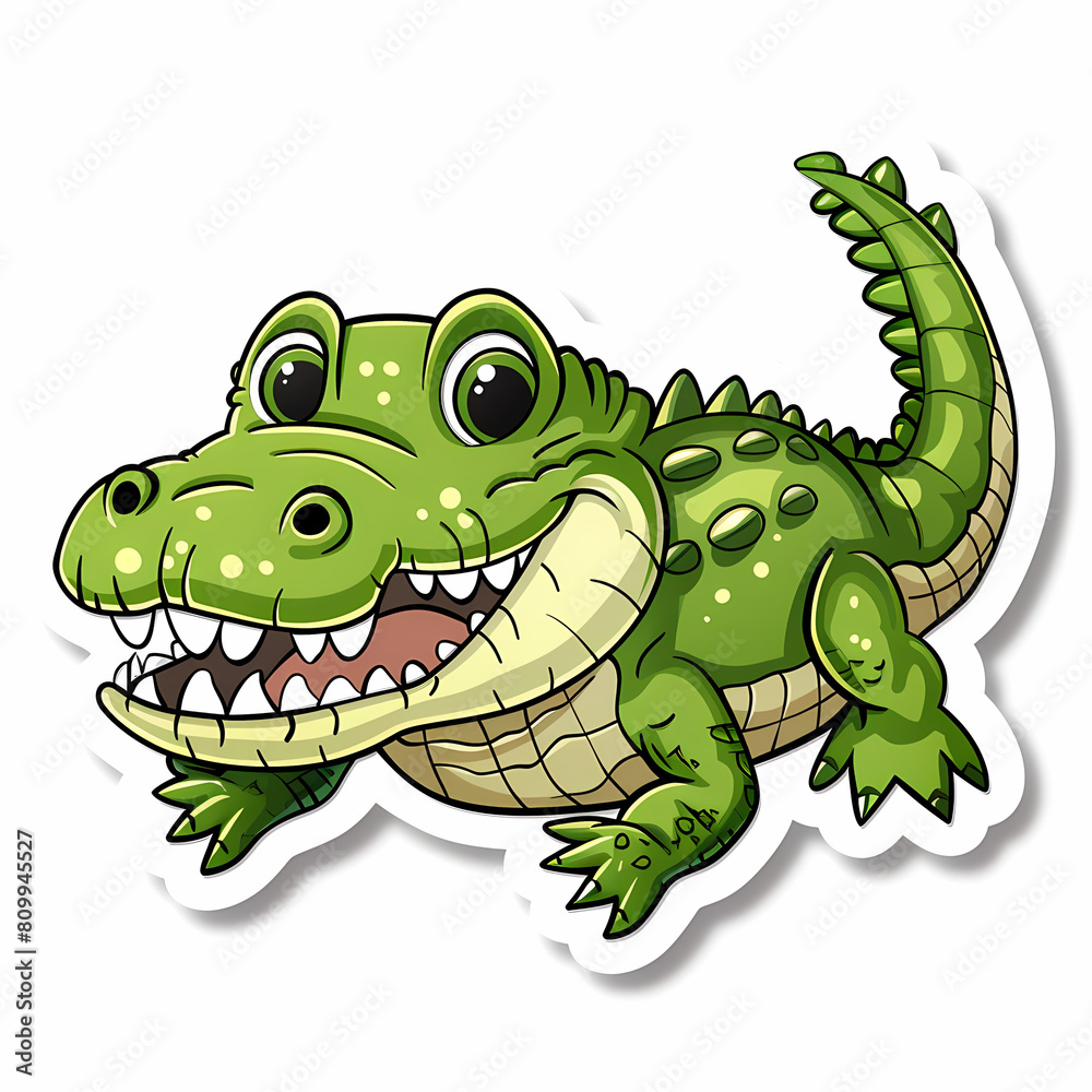 Cute crocodile catoon on a White Canvas Sticker,vector image Cute crocodile catoon on a White Canvas Sticker,vector image