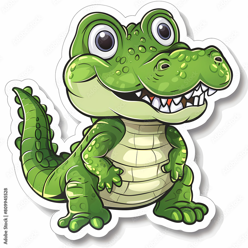 Fototapeta premium Cute crocodile catoon on a White Canvas Sticker,vector image