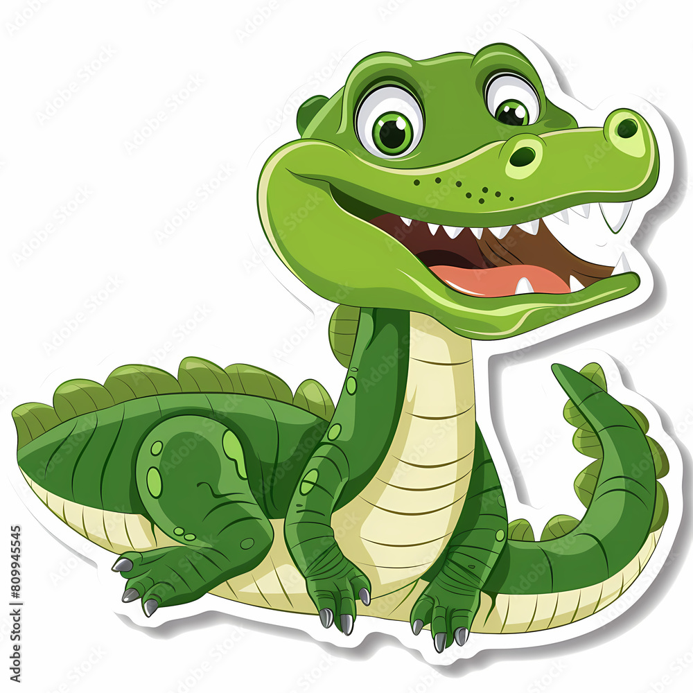 Fototapeta premium Cute crocodile catoon on a White Canvas Sticker,vector image