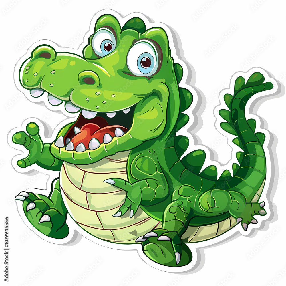 Fototapeta premium Cute crocodile catoon on a White Canvas Sticker,vector image