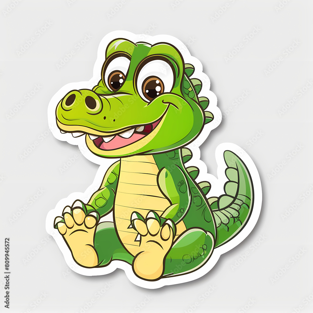 Fototapeta premium Cute crocodile catoon on a White Canvas Sticker,vector image
