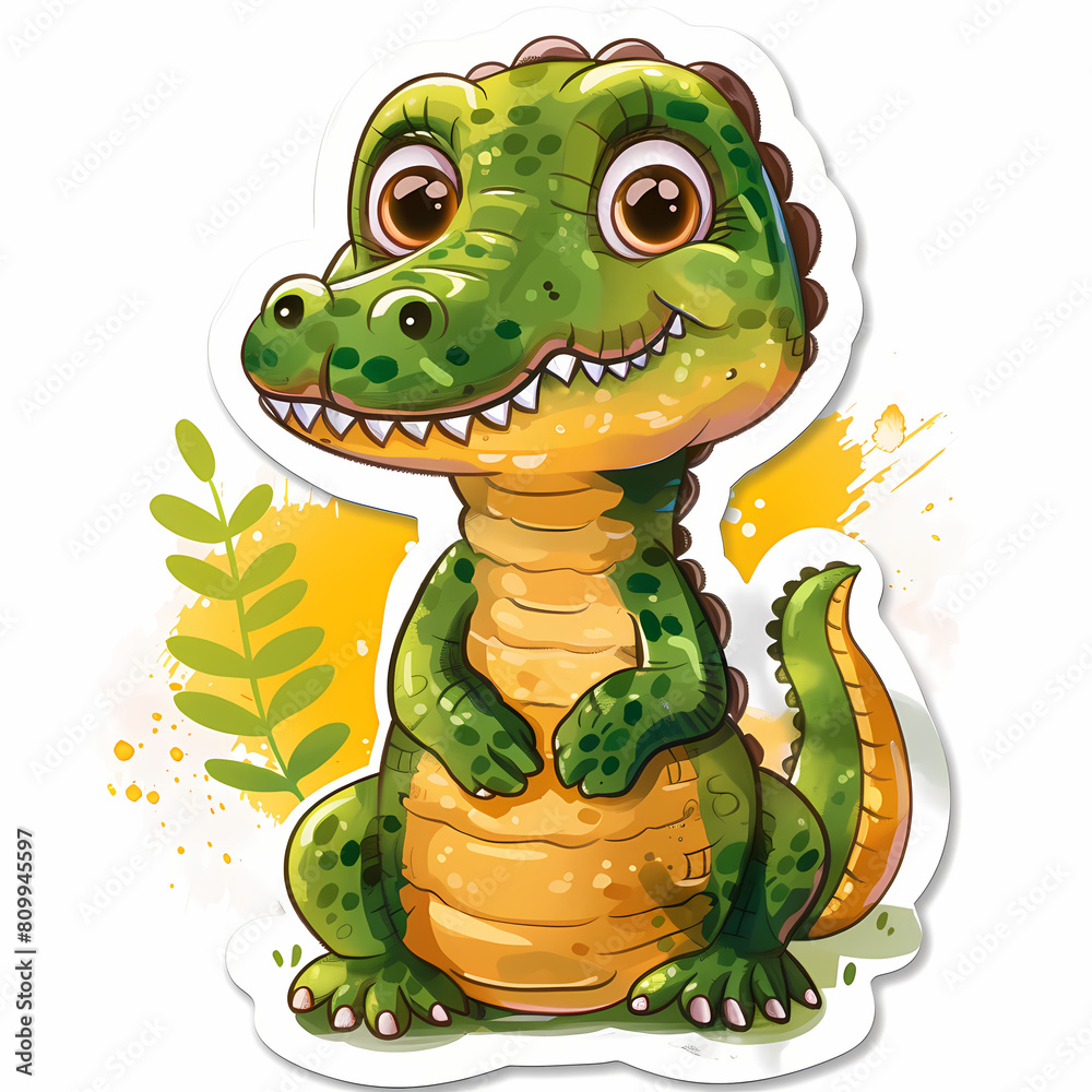 Fototapeta premium Cute crocodile catoon on a White Canvas Sticker,vector image