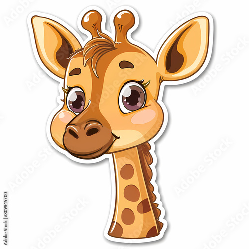 Cute giraffe catoon on a White Canvas Sticker vector image