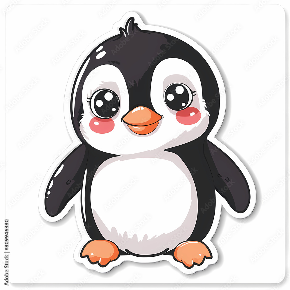 Fototapeta premium Cute penguin catoon on a White Canvas Sticker,vector image