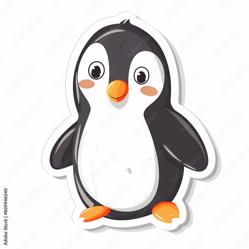 Obraz premium Cute penguin catoon on a White Canvas Sticker,vector image