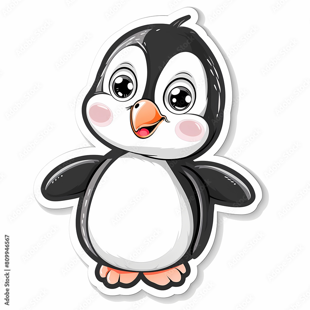 Obraz premium Cute penguin catoon on a White Canvas Sticker,vector image