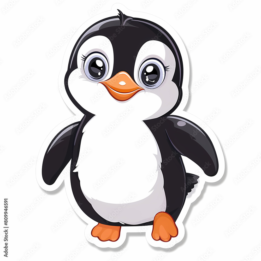Obraz premium Cute penguin catoon on a White Canvas Sticker,vector image