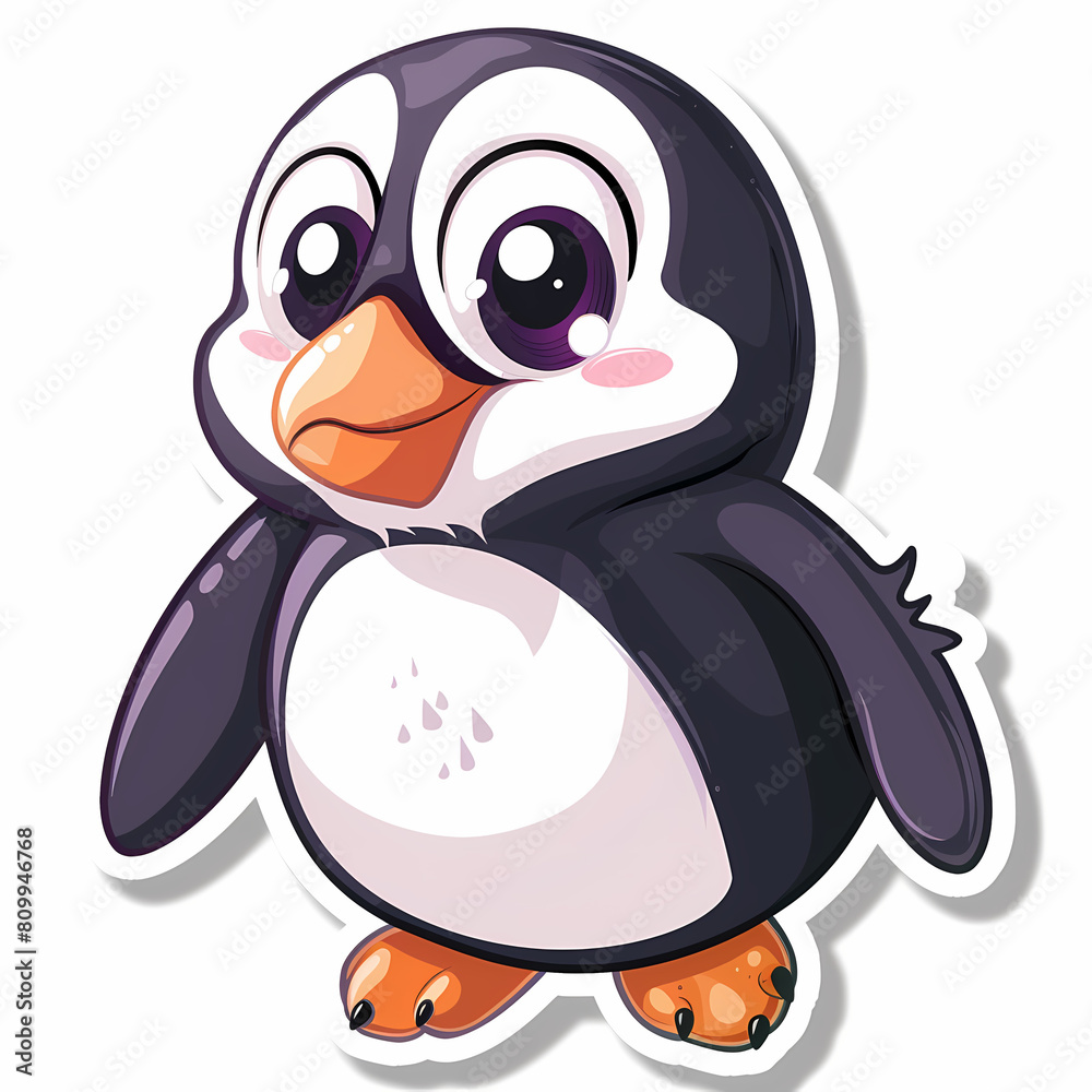 Fototapeta premium Cute penguin catoon on a White Canvas Sticker,vector image