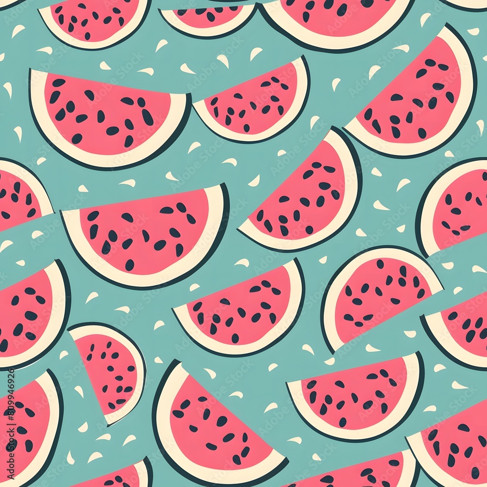 watermelon seamless pattern, pink background watermelon seamless pattern, pink background