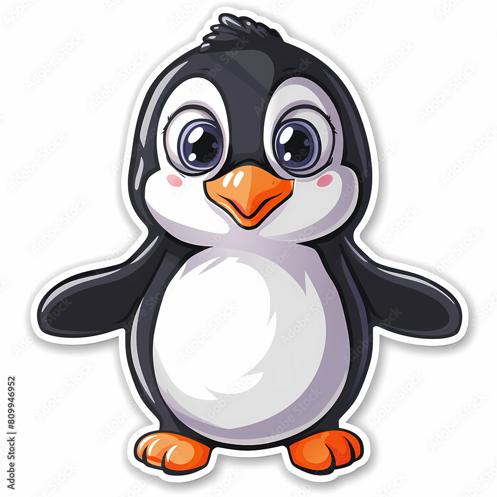 Cute penguin catoon on a White Canvas Sticker,vector image Cute penguin catoon on a White Canvas Sticker,vector image