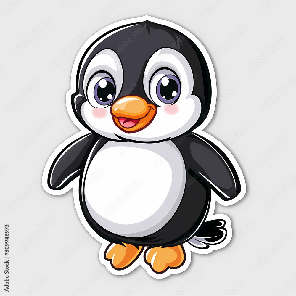 Obraz premium Cute penguin catoon on a White Canvas Sticker,vector image