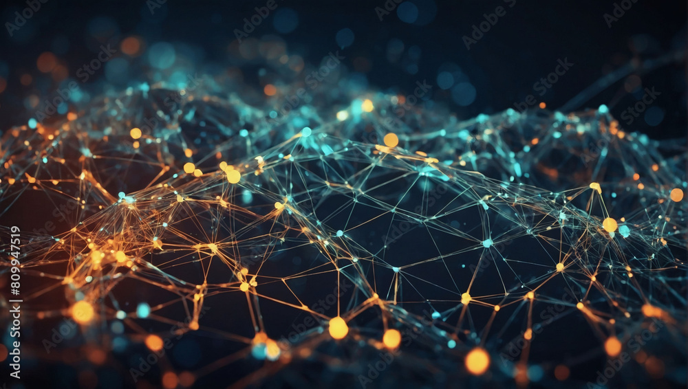 Cyberspace Connections, Abstract Polygonal Network Background