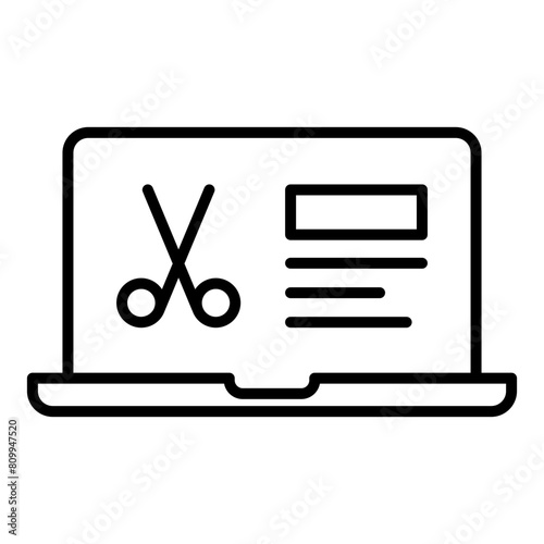 Online haircut ordering icon. Icon about barbershop in line style