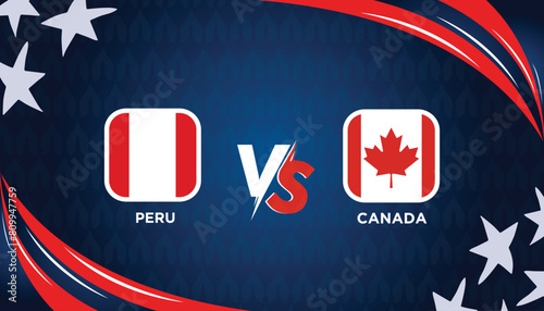 PERU vs CANADA broadcast template for sports Copa America 2024. American Tournament vector illustration graphics. photo