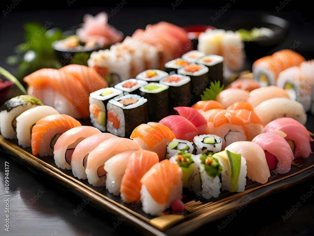 sushi and chopsticks with different flavors sushi and chopsticks with different flavors