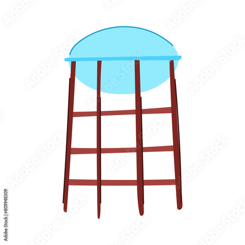 reservoir water tower cartoon. storage silhouette, city ladder, reserve metal reservoir water tower sign. isolated symbol vector illustration