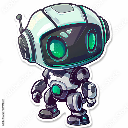 Cute robot on a White Canvas Sticker,vector image © ak159715