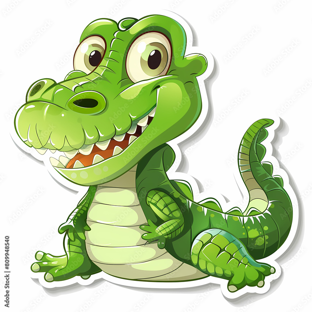 Fototapeta premium Cute crocodile catoon on a White Canvas Sticker,vector image