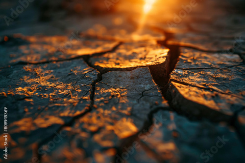 Macro shot of a cracked earth surface, symbolizing the urgent need for action against climate change