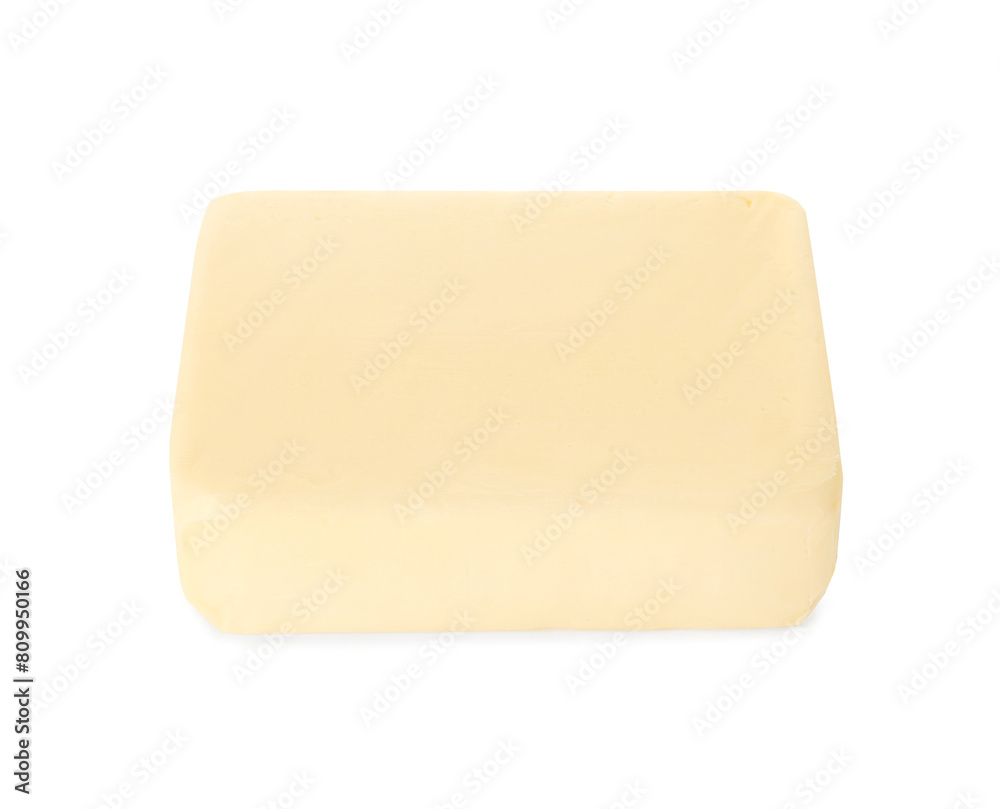 Block of tasty butter isolated on white