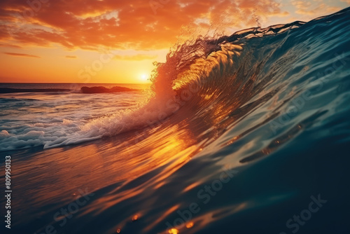 Majestic Sunset Wave at Golden Hour
