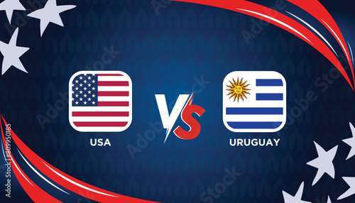 USA vs URUGUAY broadcast template for sports Copa America 2024. American Tournament vector illustration graphics. EPS Format. 