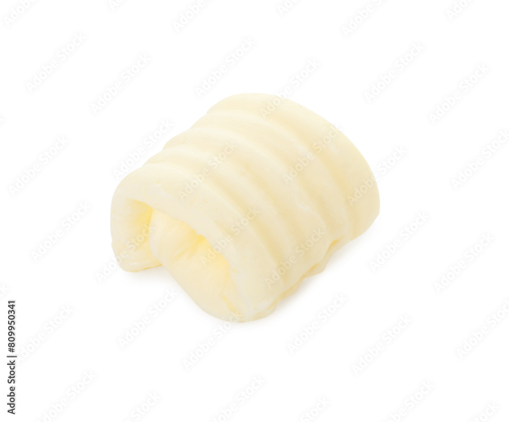 One tasty butter curl isolated on white One tasty butter curl isolated on white