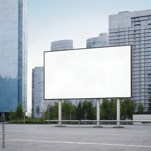 billboard on the city street, empty in blank billboard for advertise