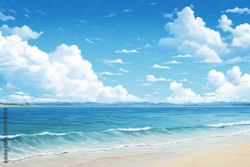 Fototapeta premium Ocean landscape, illustration