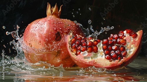 pomegranate on water
