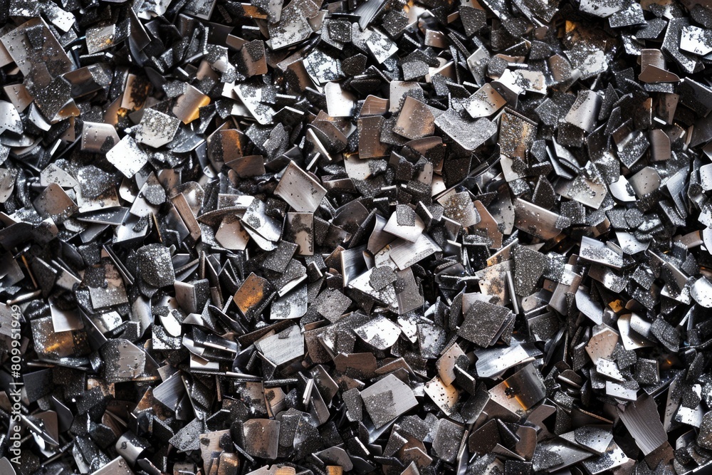 A pile of broken metal pieces on a table, suitable for industrial concepts