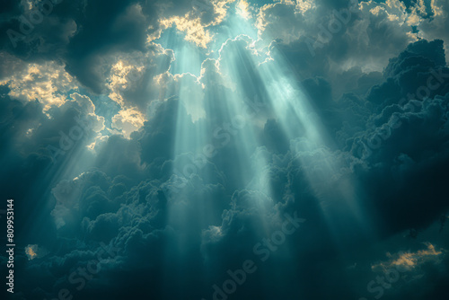 Harpoons visualized as the rays of the sun breaking through clouds, each ray a pathway of light and energy, photo