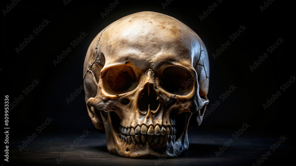 Black background with skull Black background with skull