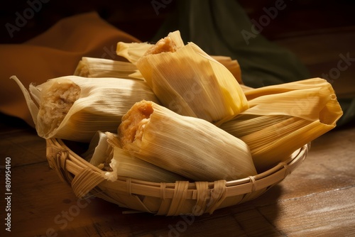 Sweet tamales bowl mexican food. Fresh pastry snack exotic calories. Generate Ai