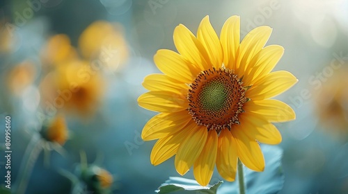 A vibrant yellow sunflower  its large cheerful bloom.