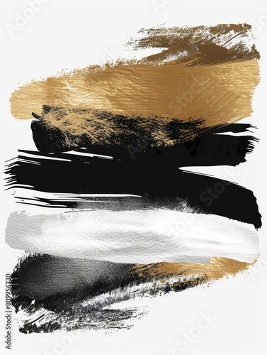 A painting featuring striking gold and black hues creating a dynamic and eye-catching visual impact