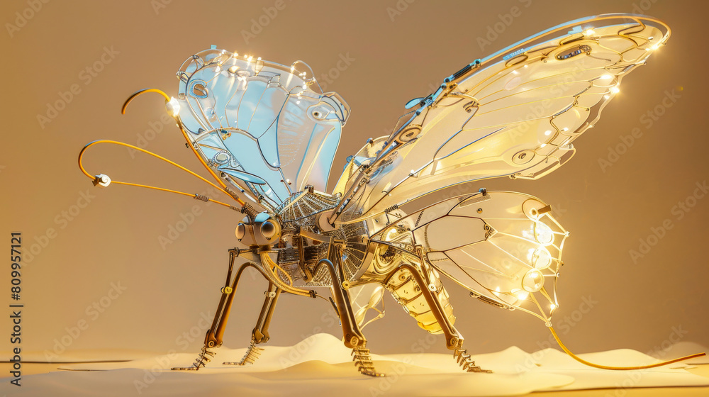 golden jewelry butterfly macro 3d render