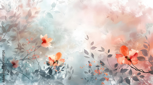 Illustration a dreamy and ethereal abstract background with watercolor-inspired floral elements  creating a soft and romantic visual ambiance