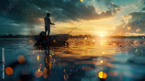 Smiling fisherman carrying fish crate © amonrat