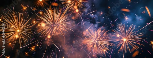 Spectacular Fireworks Show Lighting Up Night Sky