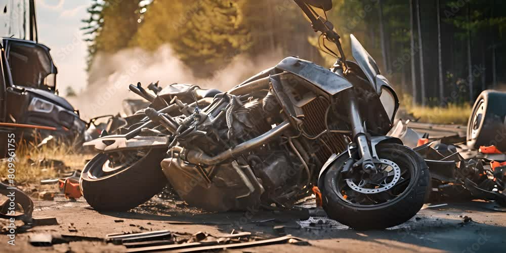 Road accident with a motorcycle on the road 4K Video