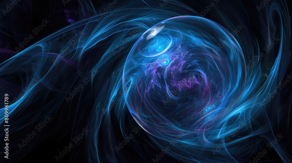 Blue Energy Swirl in Dark Cosmic Background Blue Energy Swirl in Dark Cosmic Background