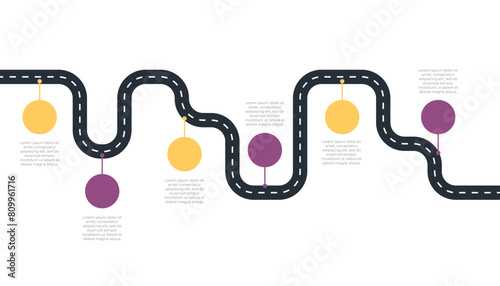 Roadmap process infographic with 6 steps