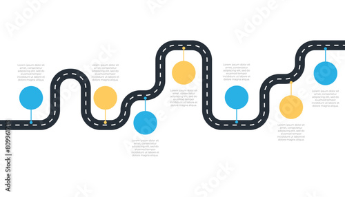 Roadmap process infographic with 7 steps