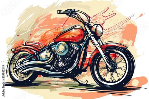 Simple motorcycle drawing on a white background, suitable for various design projects © Ева Поликарпова