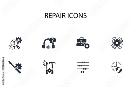 Repair icon set.vector.Editable stroke.linear style sign for use web design logo.Symbol illustration.