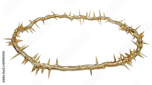 Modern Christian Symbolism: A captivating 3D render of the golden Crown of Thorns, perfect for contemporary religious artwork exploring themes of sacrifice and faith.